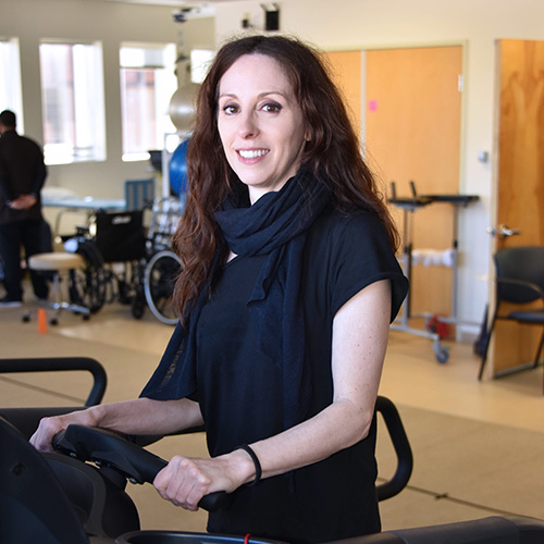 CNS patient Trice does physical therapy after having a stroke.