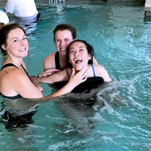 CNS Patient Gretchen in the therapy pool