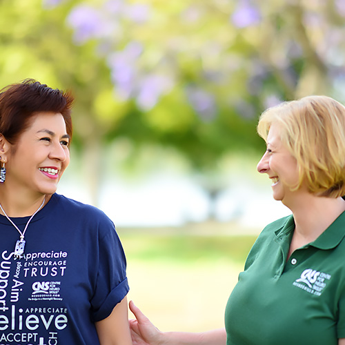 Case manager and patient at the park