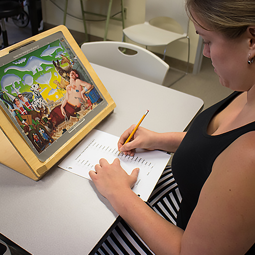 Patient working on puzzle as part of cognitive therapy.